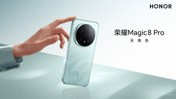 De Magic 8 Pro in een heldere turquoise kleurstelling (Afbeelding bron: Honor)