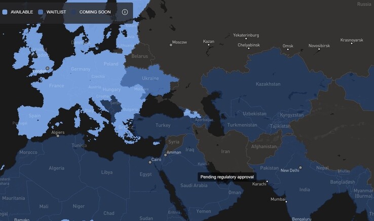 Starlink beschikbaarheid. (Afbeeldingsbron: SpaceX)