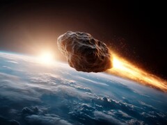 Asteroïde 2024 YR4 zou in 2032 met de Maan kunnen botsen. Artistieke impressie van een asteroïde die de planeet Aarde nadert. (Afbeeldingsbron: mathiasalvez, Adobe Stock)