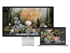 Render van het originele Studio Display in combinatie met een MacBook. (Afbeeldingsbron: Apple)