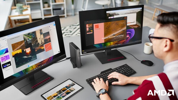 Het Lenovo ThinkCentre neo 55q Gen 6 kan op maximaal drie monitoren worden aangesloten. (Afbeeldingsbron: Lenovo)