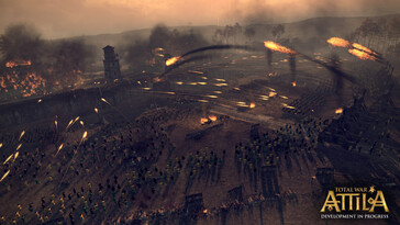 Een afbeelding waarop een veldslag en veel soldaten in Total War: Attila te zien zijn.