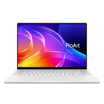 De Asus ProArt P16 in het wit, gezien vanaf de voorkant