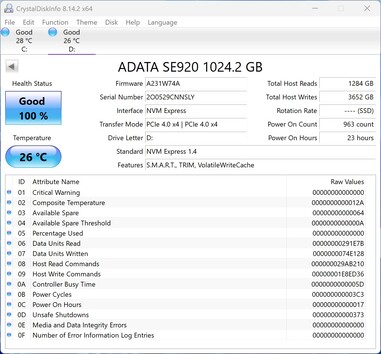 ADATA SE920 werkt met PCIe 4.0 x4