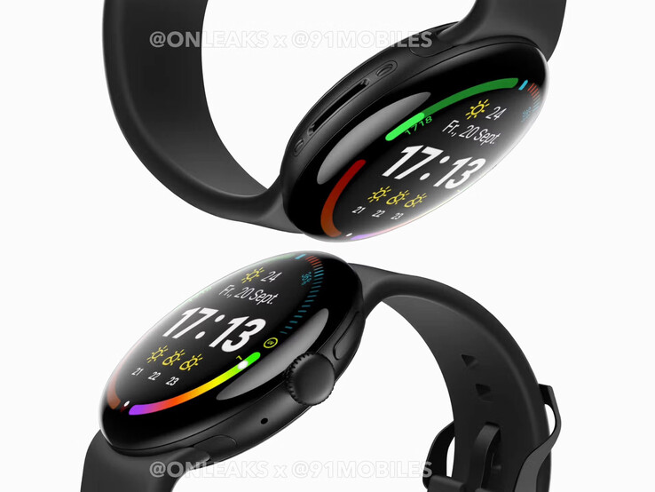 Een van CAD afgeleide render van hoe de Pixel Watch 4 er naar verwachting uit zal zien. (Afbeeldingsbron: 91mobiles &amp; OnLeaks)
