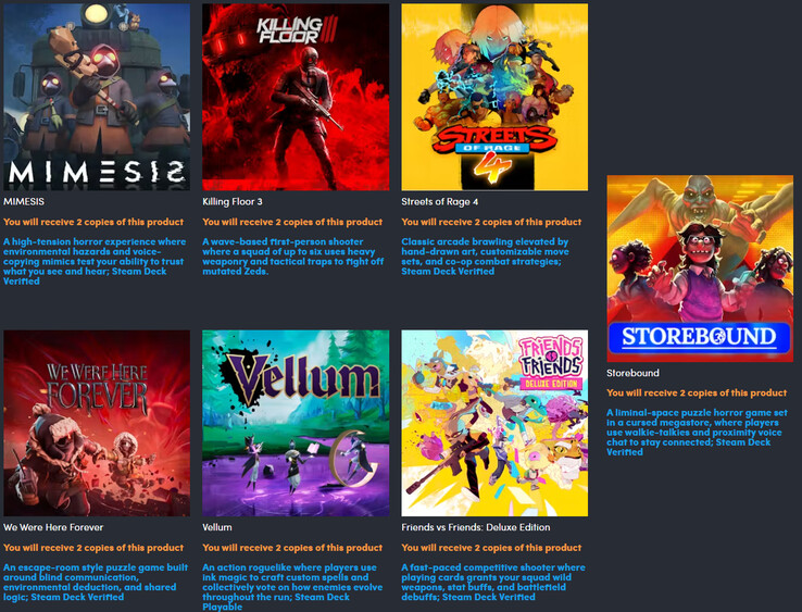 Alle spellen die in de bundel zijn opgenomen