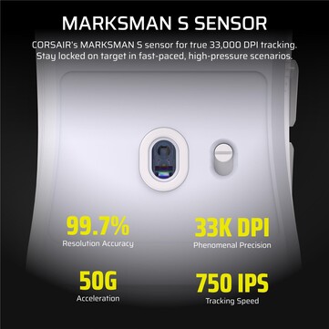 Specificaties van de Corsair Sabre V2 Pro Ultralight-sensor. (Afbeelding bron: Corsair)