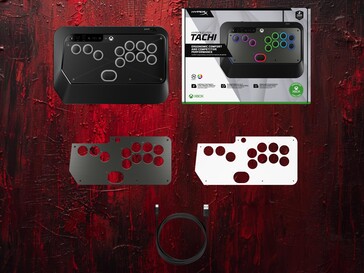 De inhoud van de doos van de HyperX Clutch Tachi arcadecontroller zonder hendel wordt getoond (Afbeeldingsbron: HyperX PR)