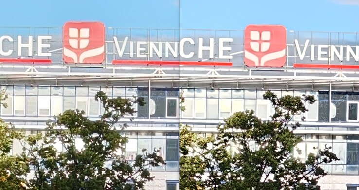 Een vergelijking schept (on)zekerheid: Links een uitsnede van de 12MP foto, rechts van de 50MP foto.