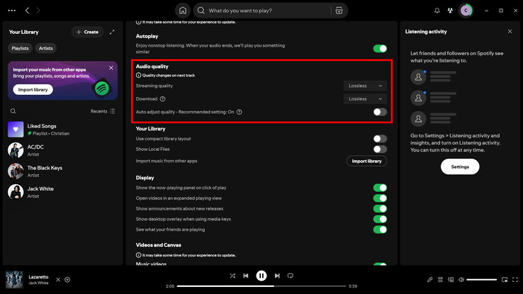 Schakel over naar lossless in Spotify