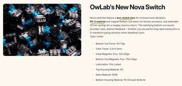 Specificaties OwLabs Nova HE schakelaar