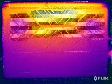 Oppervlaktetemperaturen tijdens de stresstest (onderkant)