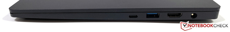 Rechts: Thunderbolt 4 (DisplayPort 1.4, Power Delivery), HDMI 2.0b, USB-A 3.2 Gen. 1 (gevoed), voeding