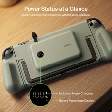 De magnetische powerbank heeft een display en een geïntegreerde oplaadkabel.