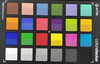 Color Checker Colors. De onderste helft van elk vlak geeft de referentiekleur.