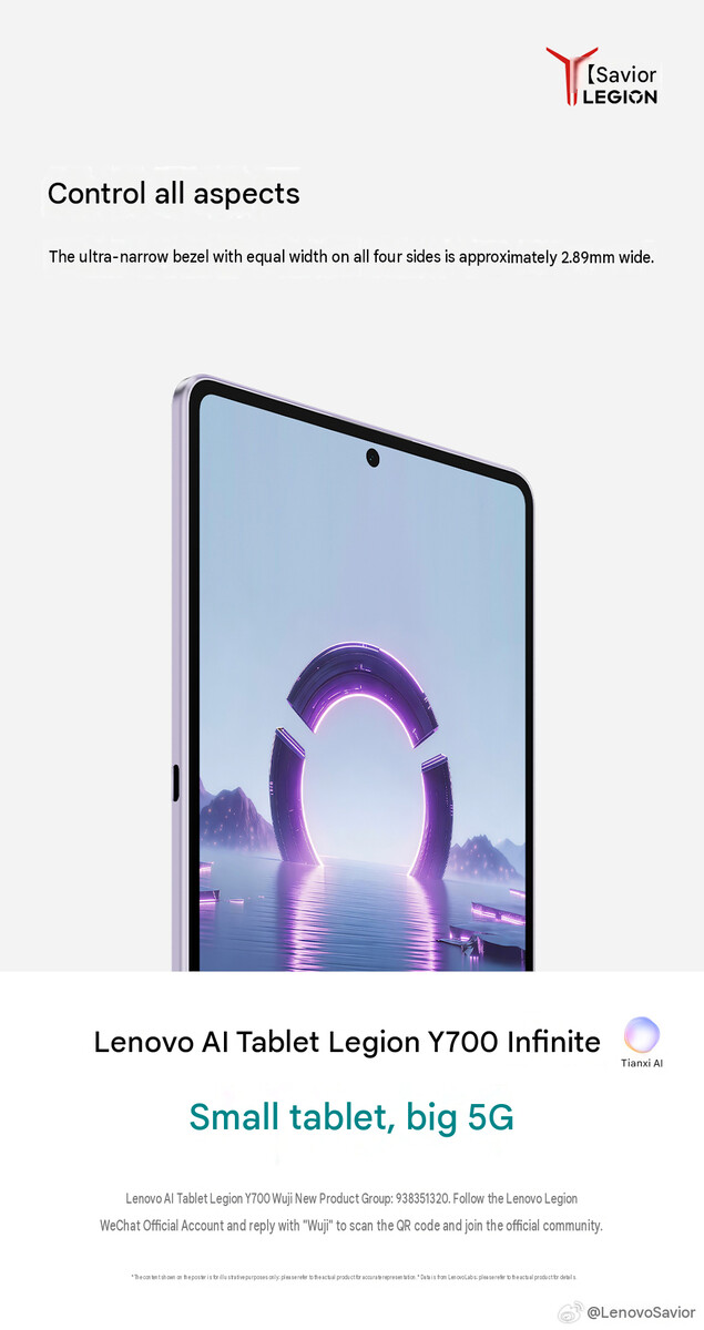 Dikte van de rand van de Legion Y700 Infinite-tablet (machinaal vertaald)