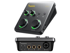 De Maono P1-audio-interface is voorzien van een XLR/microfoon-aansluiting en een 1/4-inch instrumentaansluiting.