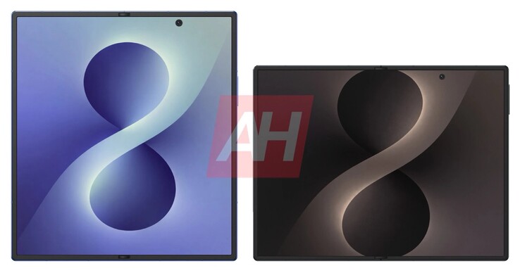 De Samsung Galaxy Z Fold8 Ultra (links) is langer maar smaller dan de Galaxy Z Fold8 Wide (rechts).
