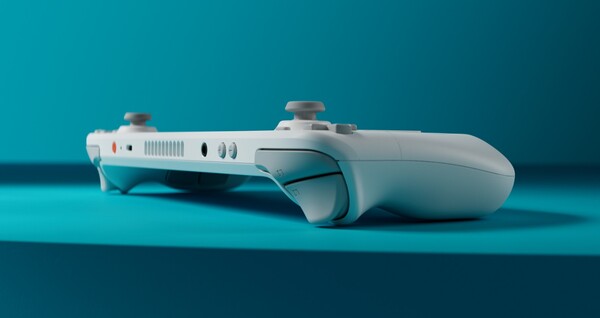 Het Steam Deck OLED: Limited Edition White heeft een oranje aan/uit-knop. (Afbeeldingsbron: Valve)