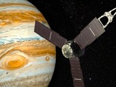 Een illustratie van een kunstenaar die een sonde bij Jupiter toont.