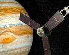 Een illustratie van een kunstenaar die een sonde bij Jupiter toont.