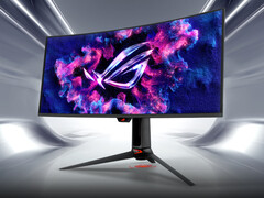 De nieuwste 34-inch QD-OLED gamingmonitor van Asus heeft een resolutie van 1440p, een vernieuwingsfrequentie van 360 Hz en een piekhelderheid van 1300 nits. (Afbeeldingsbron: Asus)