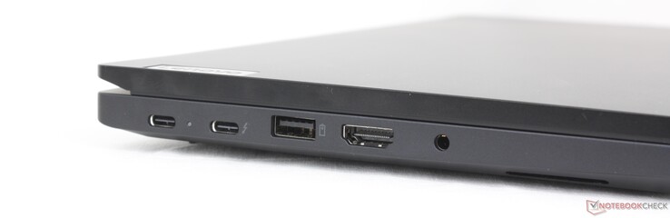Links: USB-C 3.2 Gen. 2 (20 Gbps) w/ Power Delivery 3.0 + DisplayPort 1.4, USB-C Thunderbolt 4 (40 Gbps) w/ Power Delivery 3.0 + DisplayPort 1.4, USB-A (10 Gbps), HDMI 2.1, 3,5 mm headset